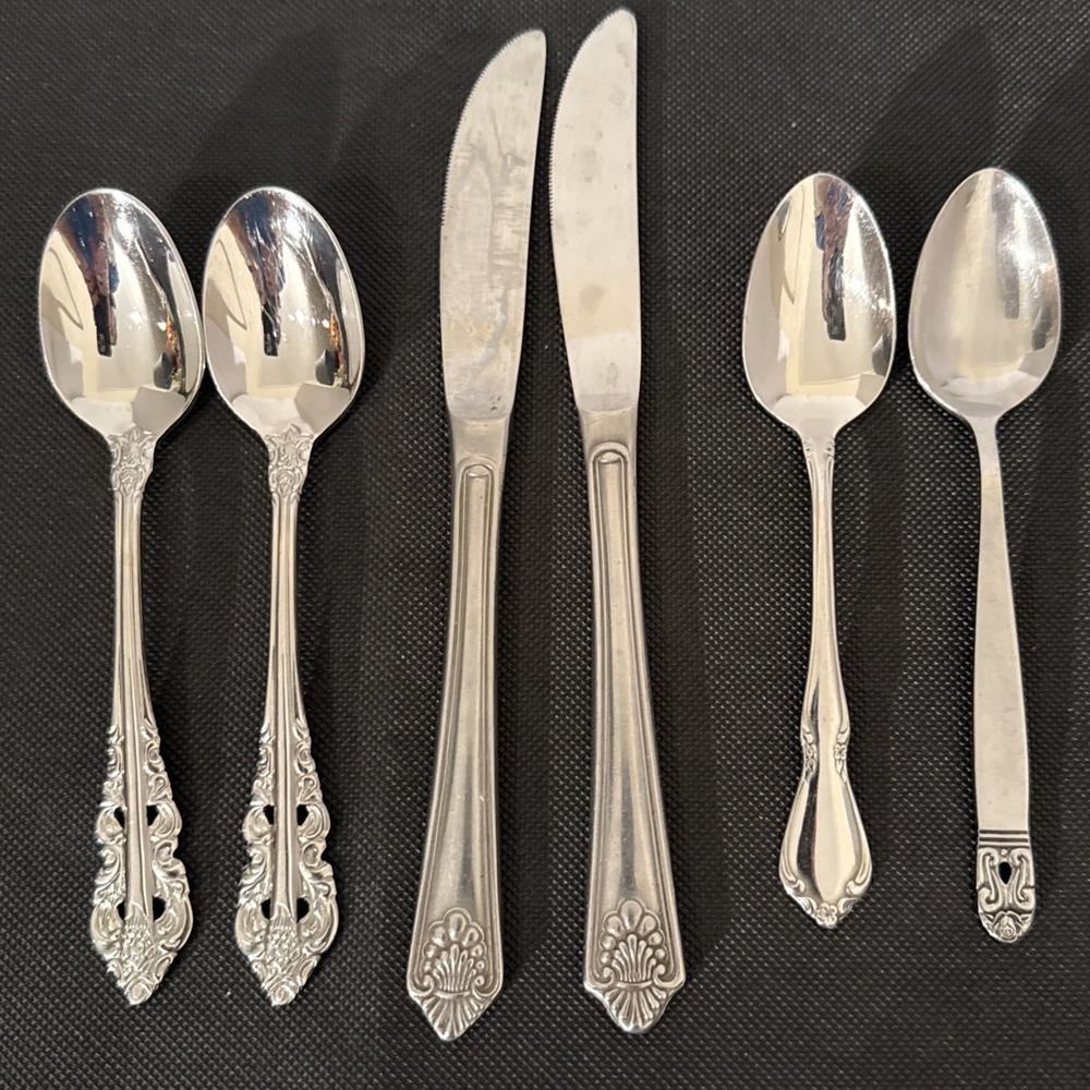 Mixed Lot Of Flatware 4 Spoons And Two Knifes-Wallace x2 National x2 OneidaCraft